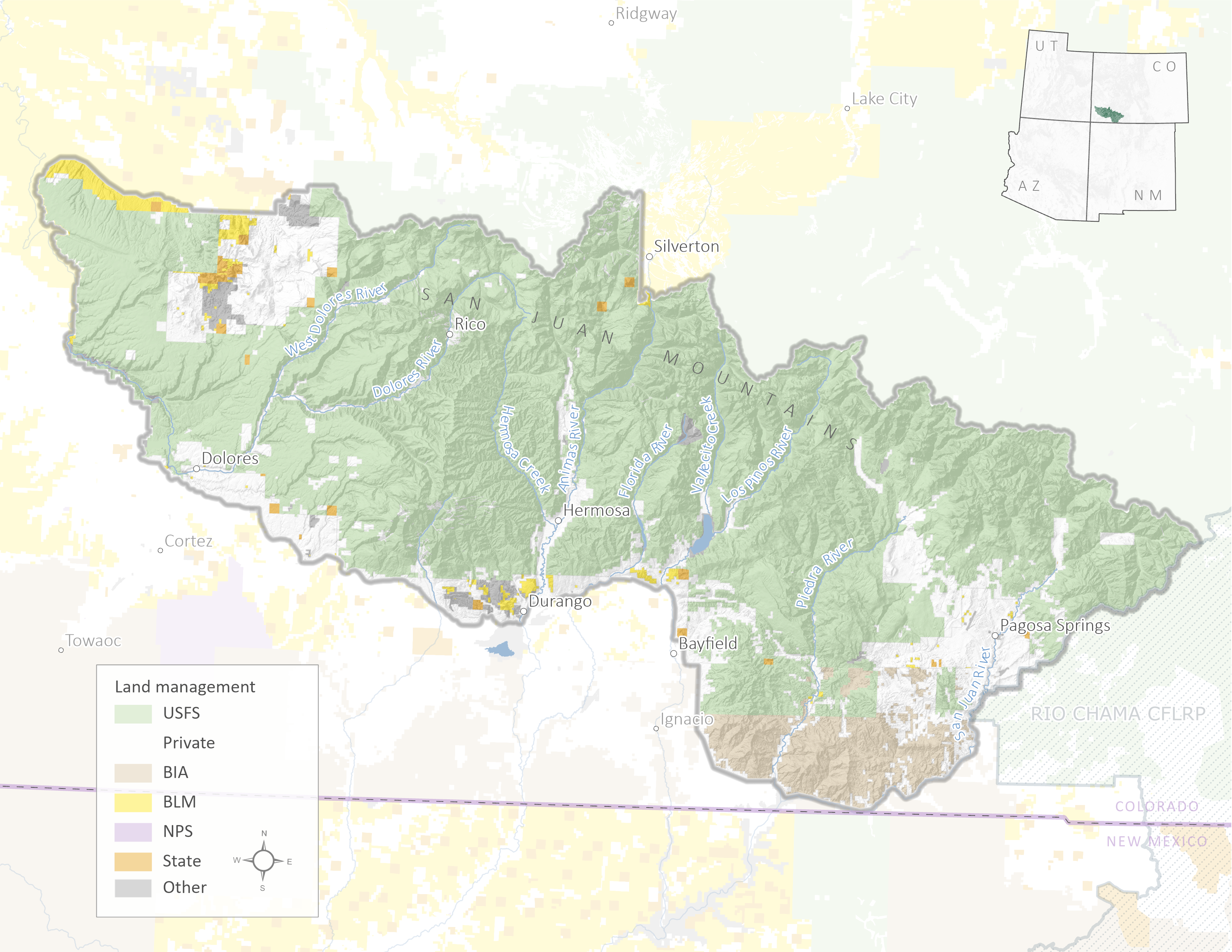 map of Southwest Colorado CFLRP work